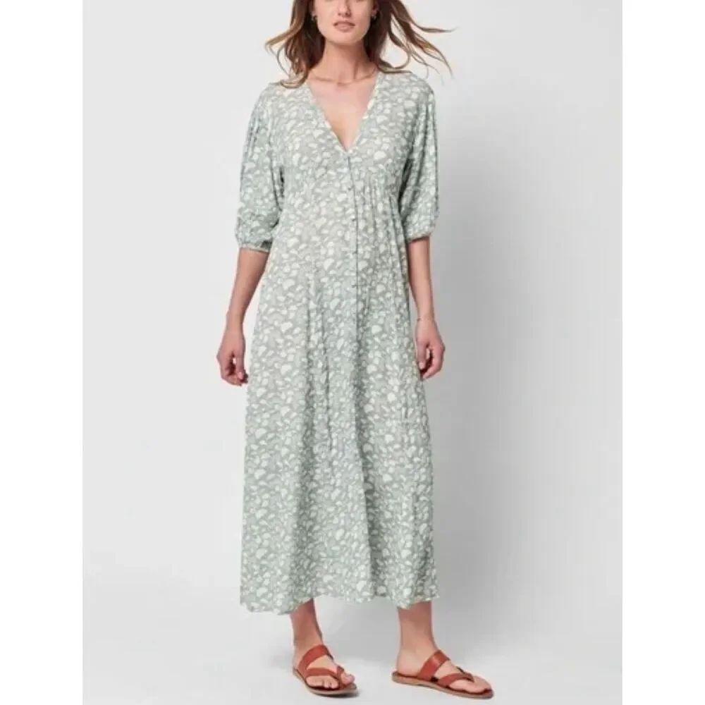Faherty Havana Midi Button Down Dress | Smoke Echo Floral in Small